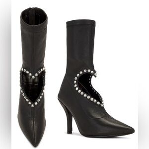Lovers + friends | Liv Leather Heart Cut Out Boot Size: 7.5
